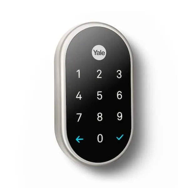 Nest x Yale Lock - Tamper-Proof Smart Wifi Bluetooth Deadbolt Lock with Nest Connect - Satin Nickel