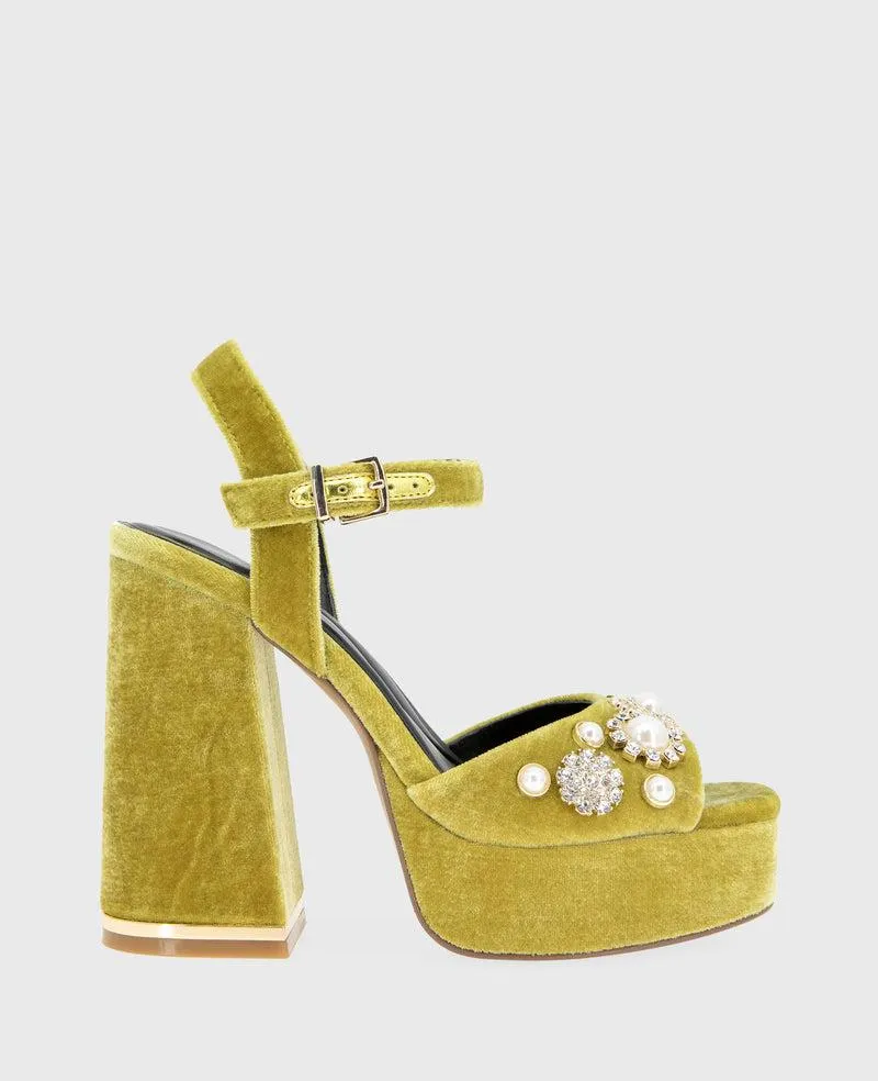 Dolly Charms Velvet Platform Sandal - MARIGOLD VELVET