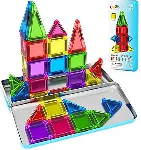 Magnetic Tiles Mini Travel Toddler Set, Magnetic Blocks Building Kids Toys & Games, Montessori Preschool Classroom Must Haves Educational Learning Sensory Toys for 3+ Year Old Boys Girls Birthday Gift