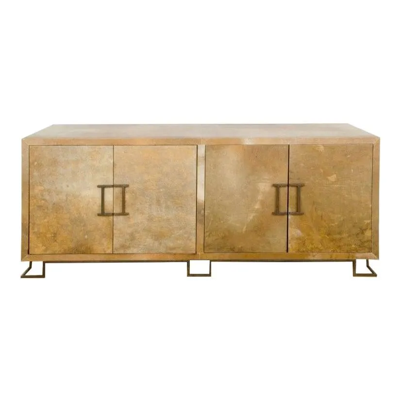 Mid-Century Modern Parchment Credenza in the Manner of James Mont-Floor Sample