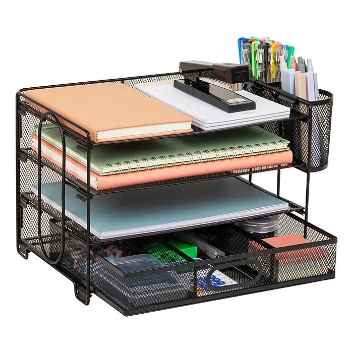 Mind Reader 3-Tier Metal Desk Organizer,