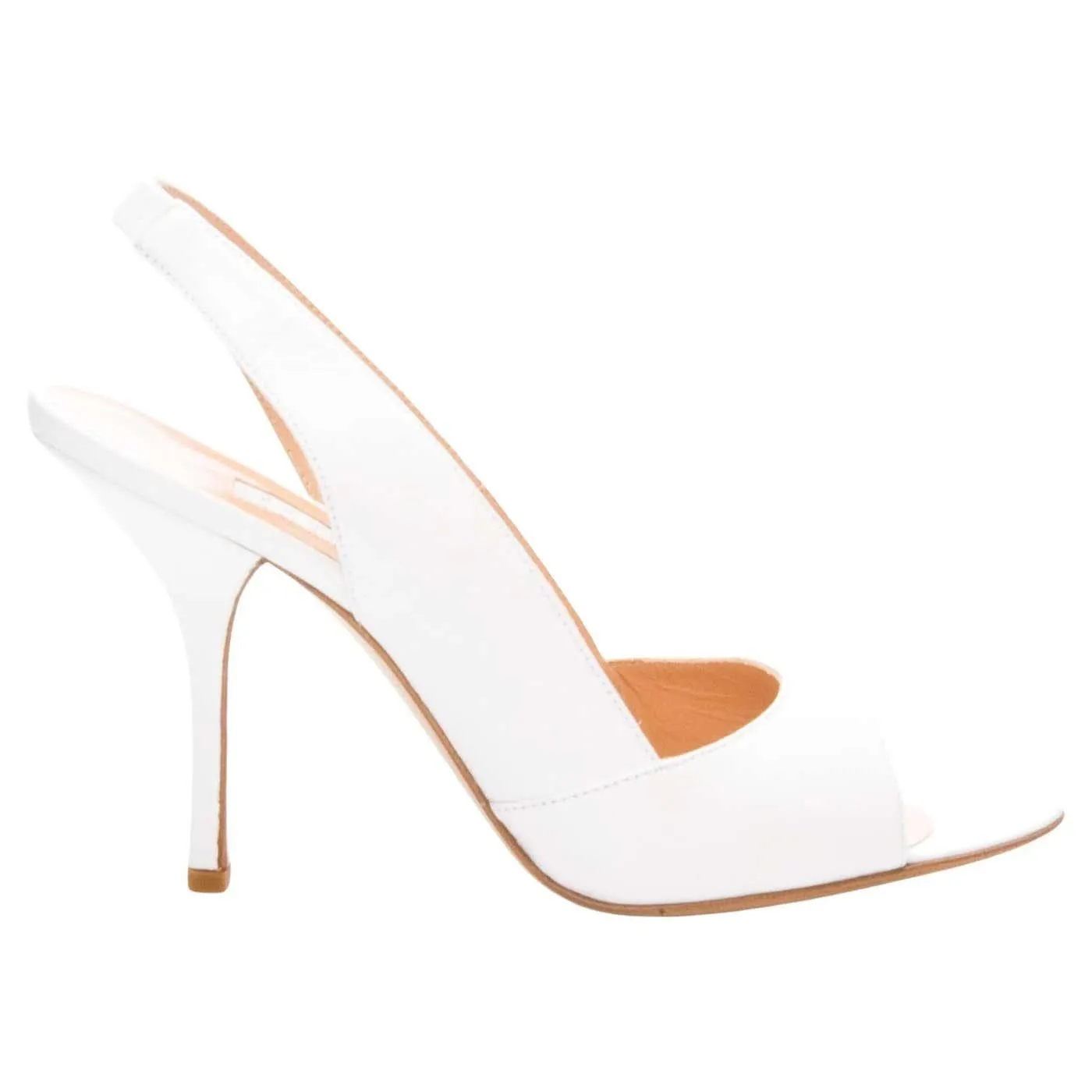 New Edmundo Castillo White Leather Sling Heels Sz 7