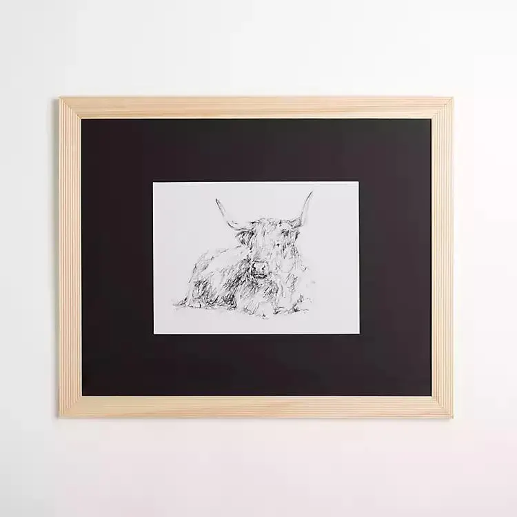 Highland Cattle Sketch Framed Art Print