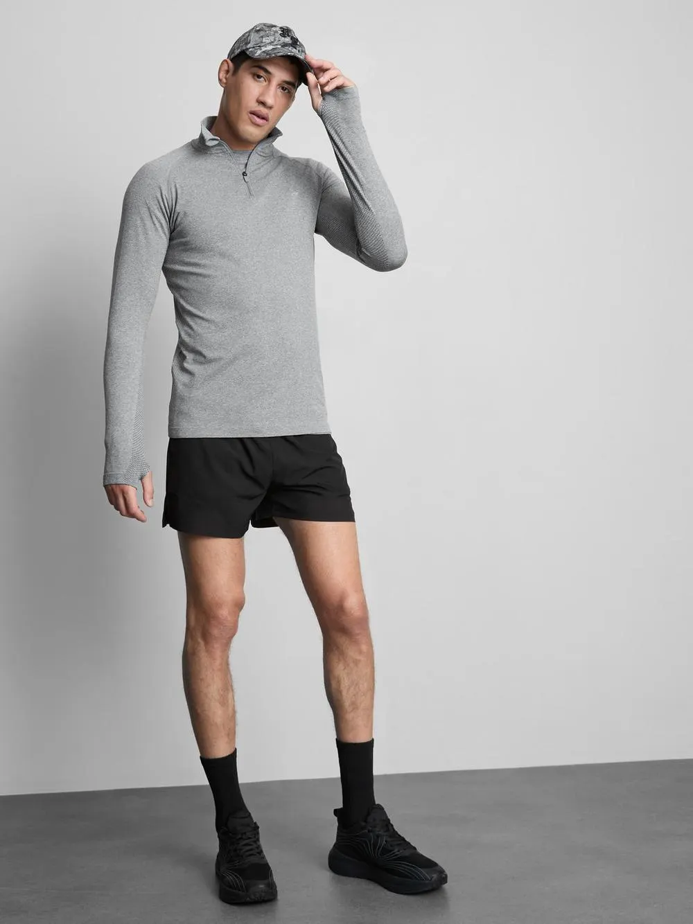 Camisola desempenho fecho correr 1/4