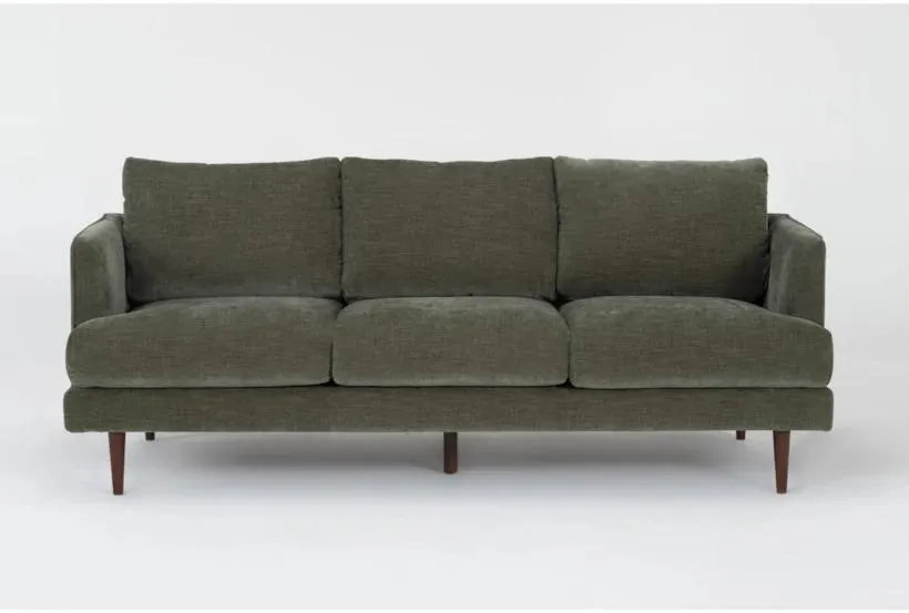 Marques Heritage Green Fabric 84" Sofa | Loose Reversible Back