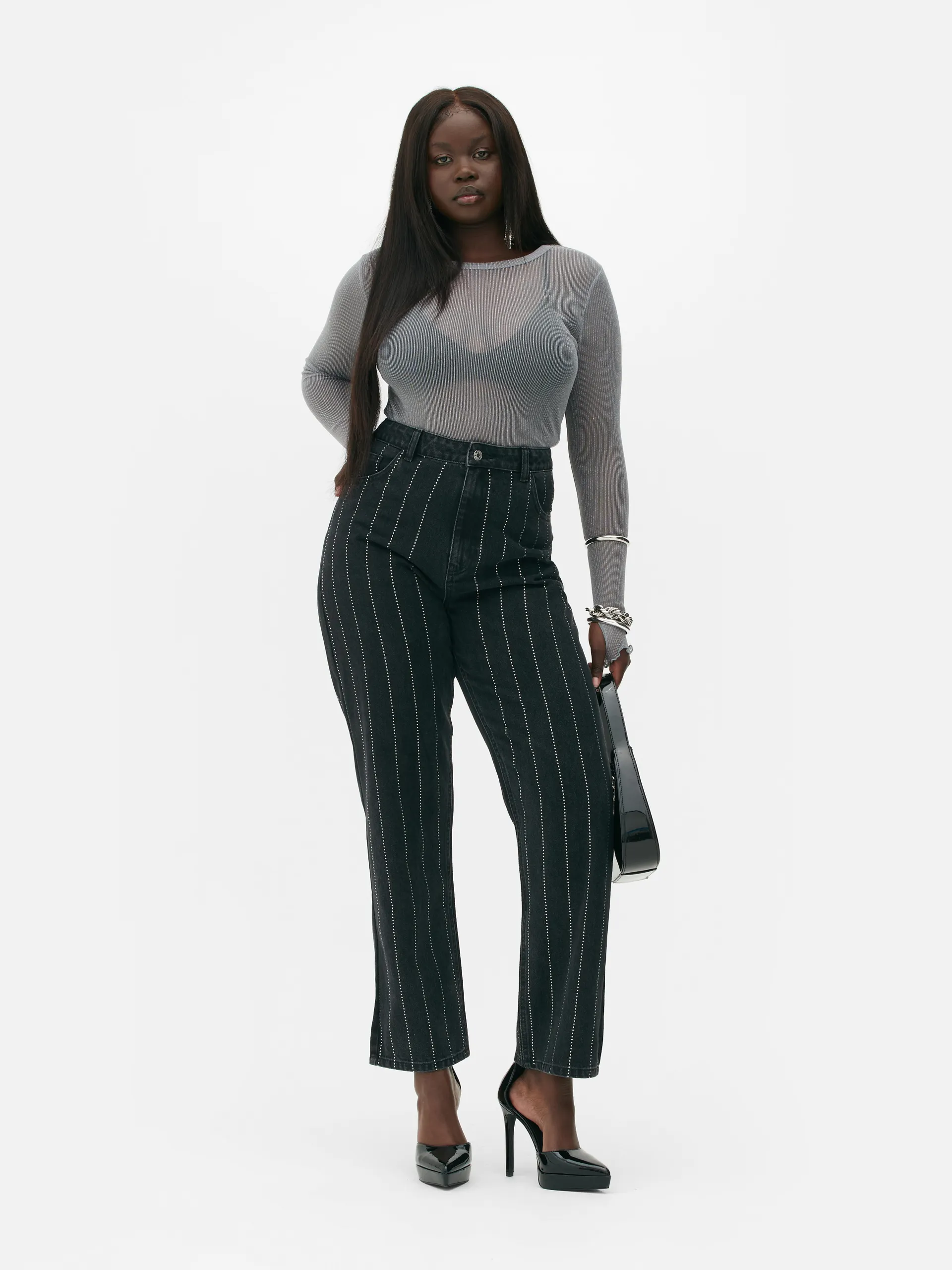 Maglia a maniche lunghe in rete Rita Ora