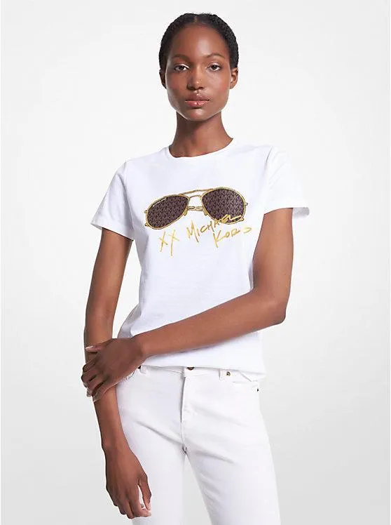 Logo Aviator Print Organic Cotton T-Shirt