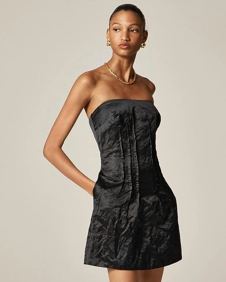 Collection strapless mini dress in memory satin