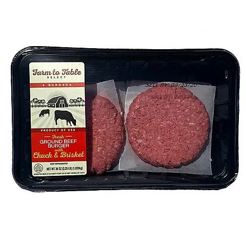 Farm To Table Select Chuck-Brisket Ground Beef Burgers, 6 ct.