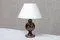 Table Lamp in Emerald and Red Marbled Glass from Pukebergs Glasbruk, Sweden, 1920s