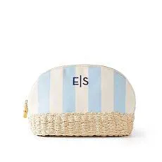 Canvas and Raffia Travel Cosmetic Case