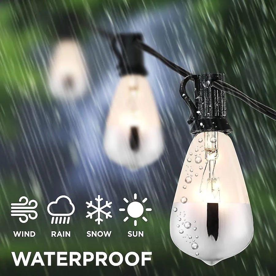 JONATHAN Y 10-ft Plug-in Black - Half Chrome Indoor/Outdoor String Light with 10 Yellow -Light LED Edison Bulbs