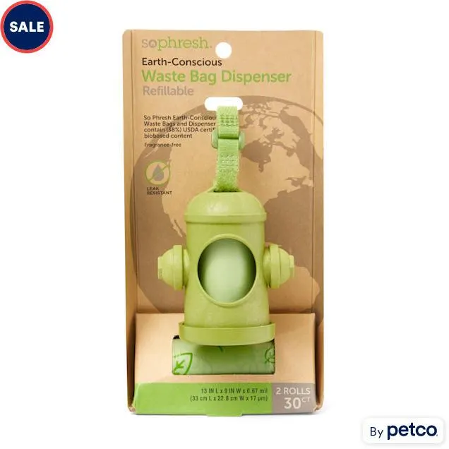 So Phresh Fire Hydrant Earth-Conscious 38% USDA Certified Biobased Content Dog Waste Bag Dispenser, Count of 15
