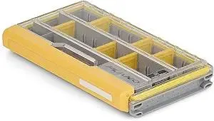Plano EDGE 3500 Premium Tackle Storage with Rustrictor Rust-Resistant Technology, Gray and Yellow, Waterproof Terminal Tackle Box Organization, Small