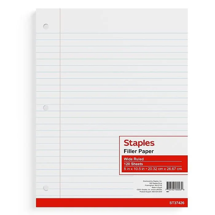 Staples® Wide Ruled Filler Paper,