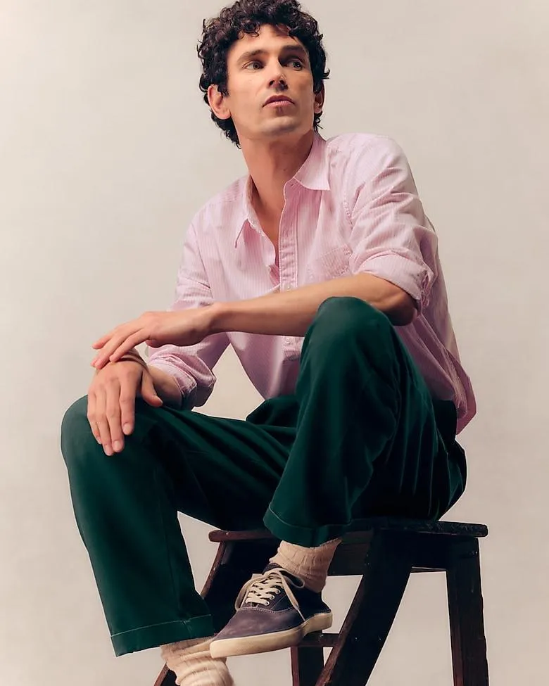 Slim Secret Wash cotton poplin shirt with point collar