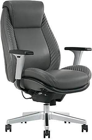 Serta® iComfort i6000 Ergonomic Bonded Leather High-Back Manager Office Chair, Gray/Silver