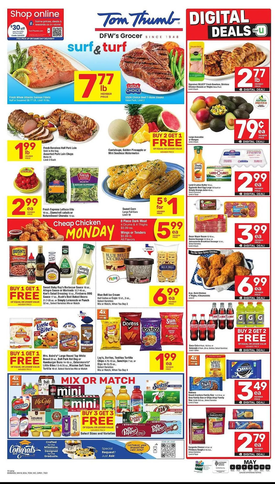 Weekly promotion Tom Thumb weekly ad spanning from May 6 to May 12 2026 - Page 3 for Catalogue 365