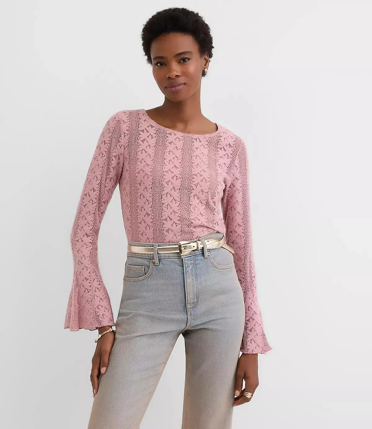 Floral Lace Godet Sleeve Top