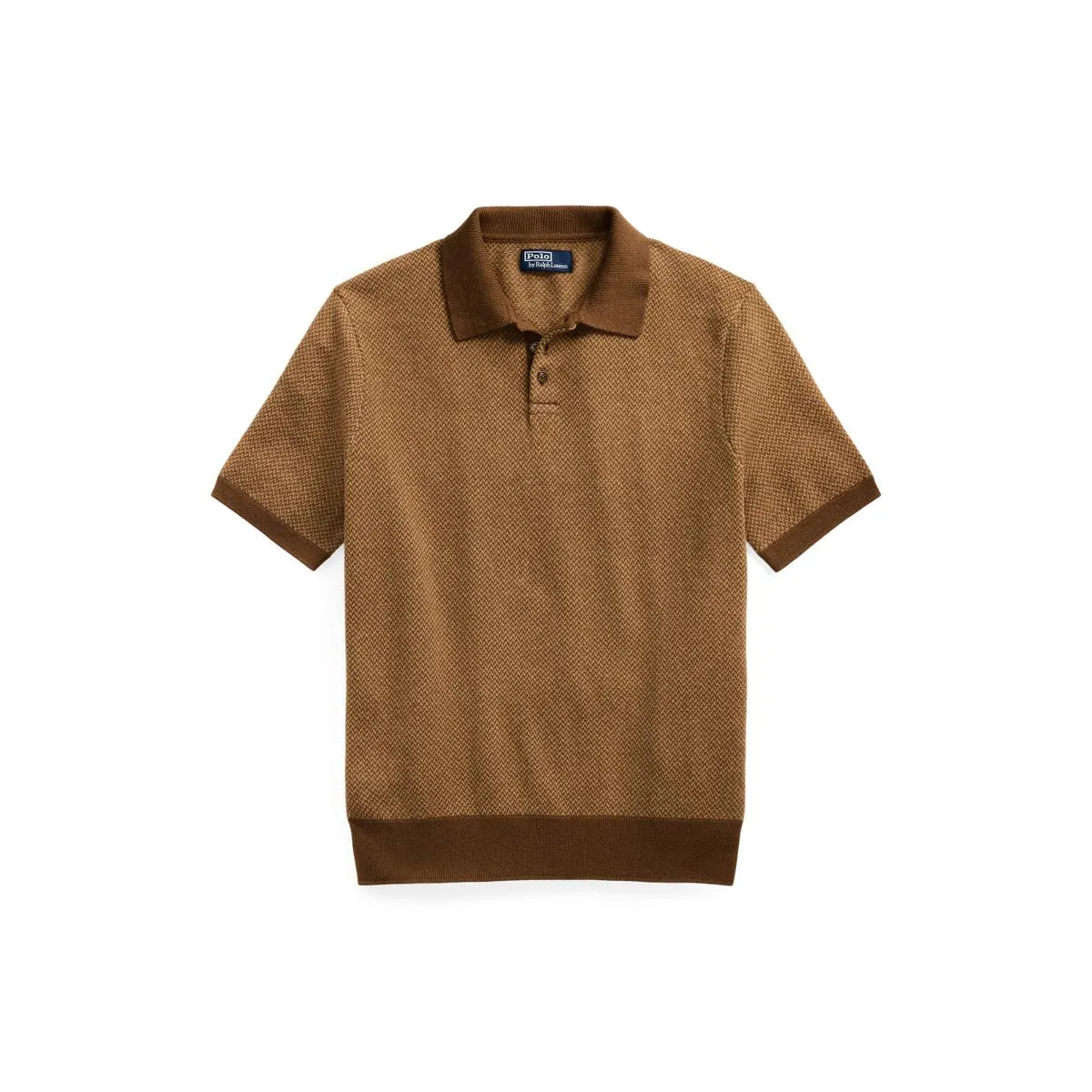 Herringbone Wool Polo-Collar Sweater