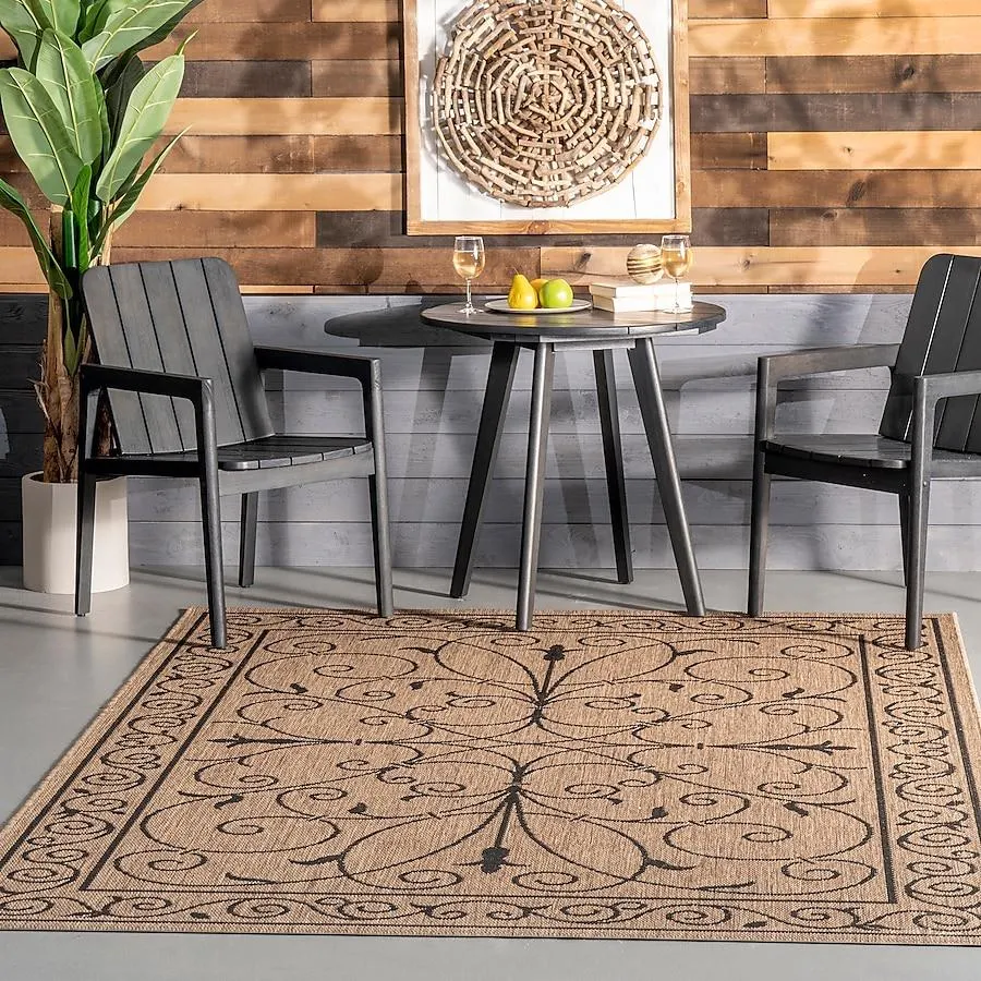 nuLOOM 8 x 10 (ft) Loomed Polypropylene Brown Rectangular Indoor/Outdoor Area rug