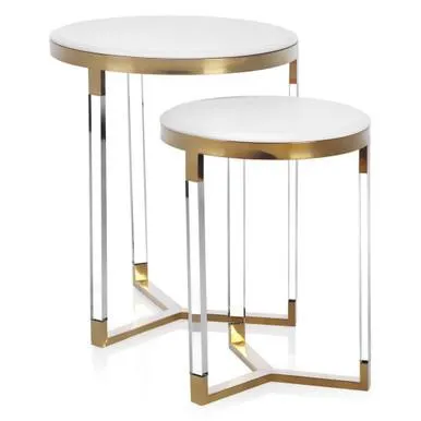 Murano Tables - Set of 2 W/Faux Leather Top