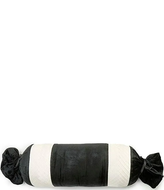 Lattice Stripe Velvet Bolster Pillow