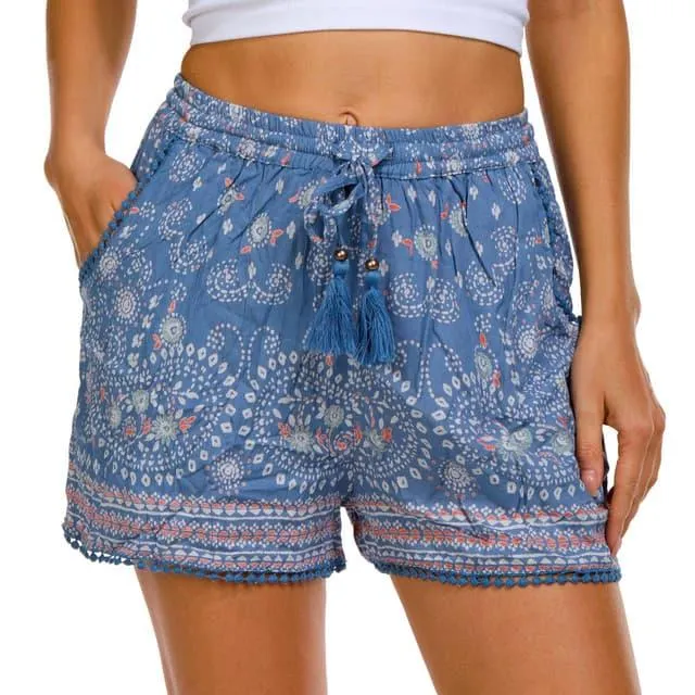 Angie Juniors Border Print Drawstring Shorts