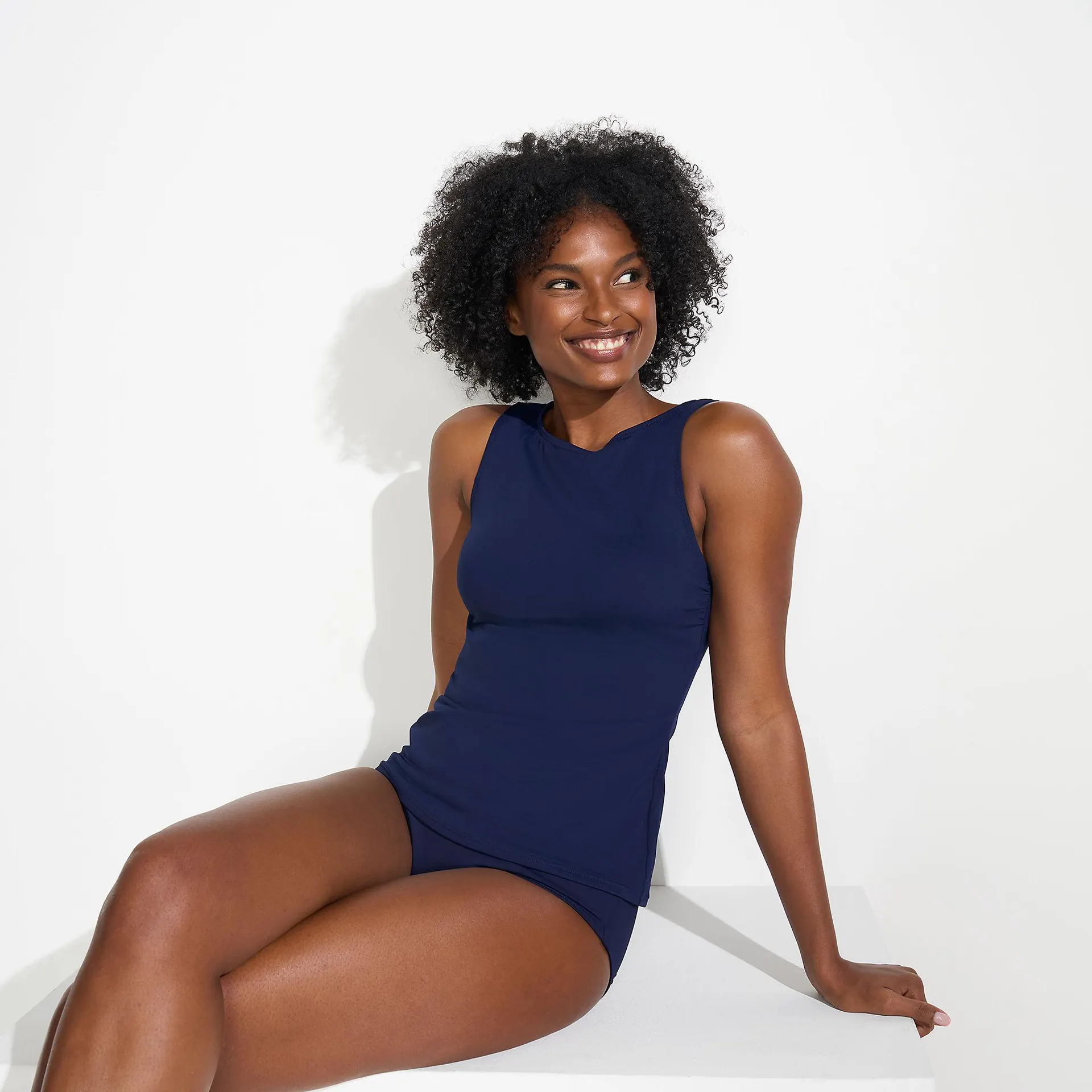 Women's High Neck UPF 50 Sun Protection Modest Tankini Swimsuit Top