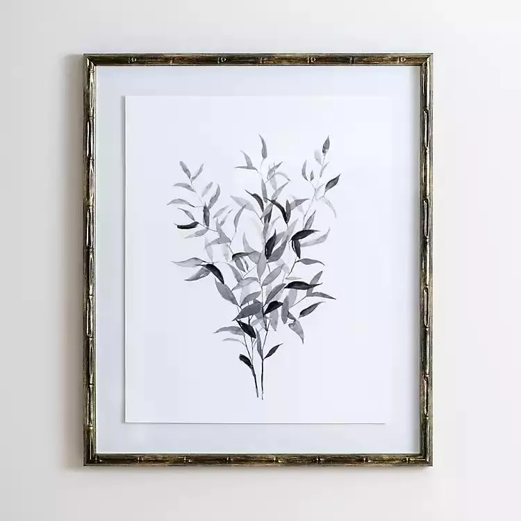 Watercolor Bamboo Leaves Framed Art Print