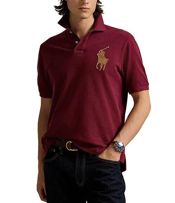 Classic Fit Leather-Pony Mesh Short Sleeve Polo Shirt