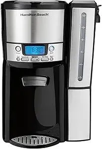 Hamilton Beach One Press Programmable Dispensing 12 Cup Coffee Maker with Internal Coffee Pot, Stays Warm and Fresh for Hours, 60 oz. Removable Reservoir, Black & Stainless Steel (47950)