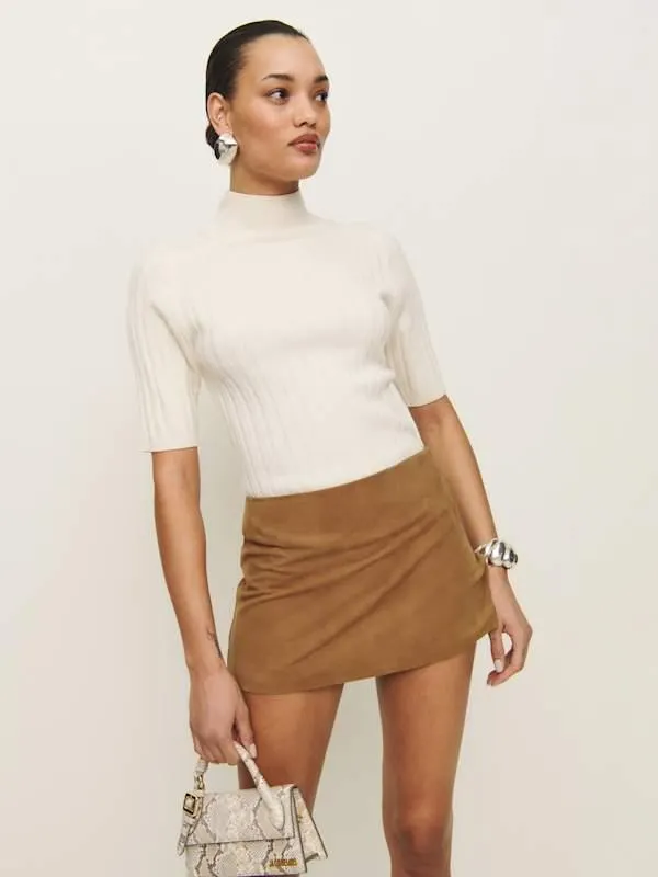 Veda Carla Low Waist Leather Skirt