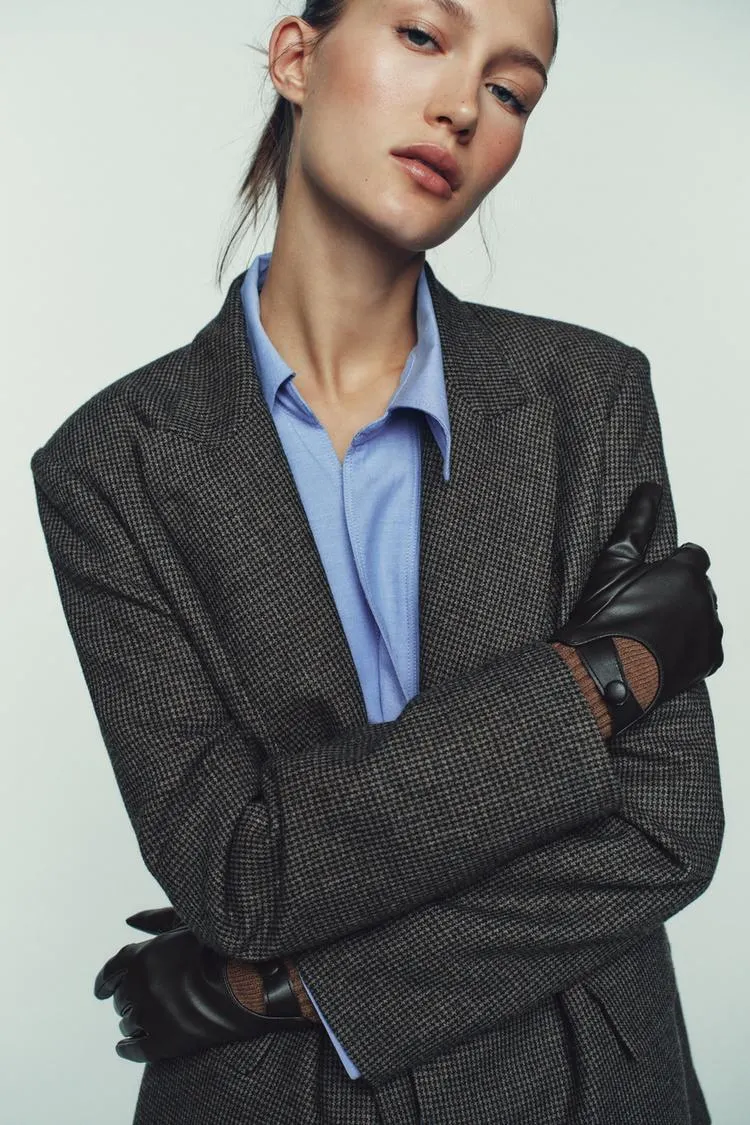 FAUX LEATHER GLOVES WITH WOOL