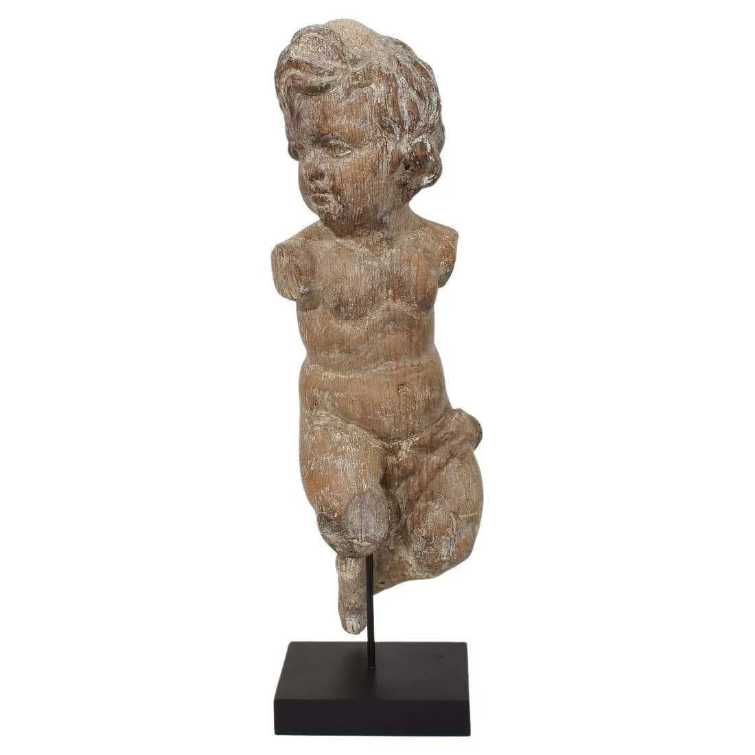 Spanish 18th Century Hand Carved Wooden Baroque Angel