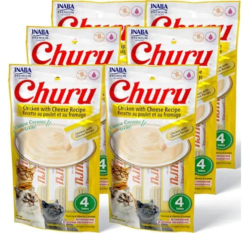 Inaba Churu Chicken with Cheese Recipe Cat Treats, 2 oz., Count of 4 x .5 oz.