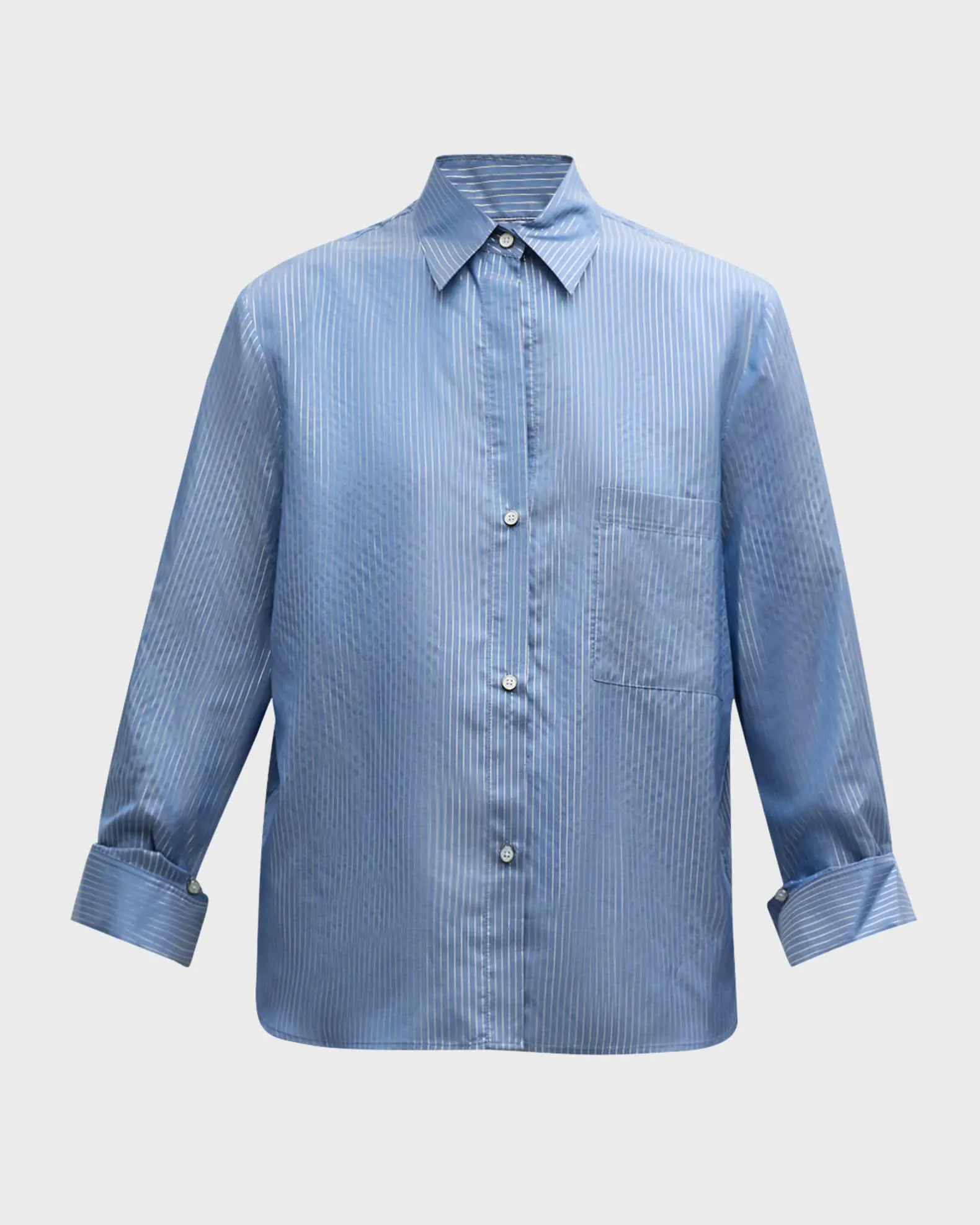 The New Morning After Silk Stripe Button-Front Shirt