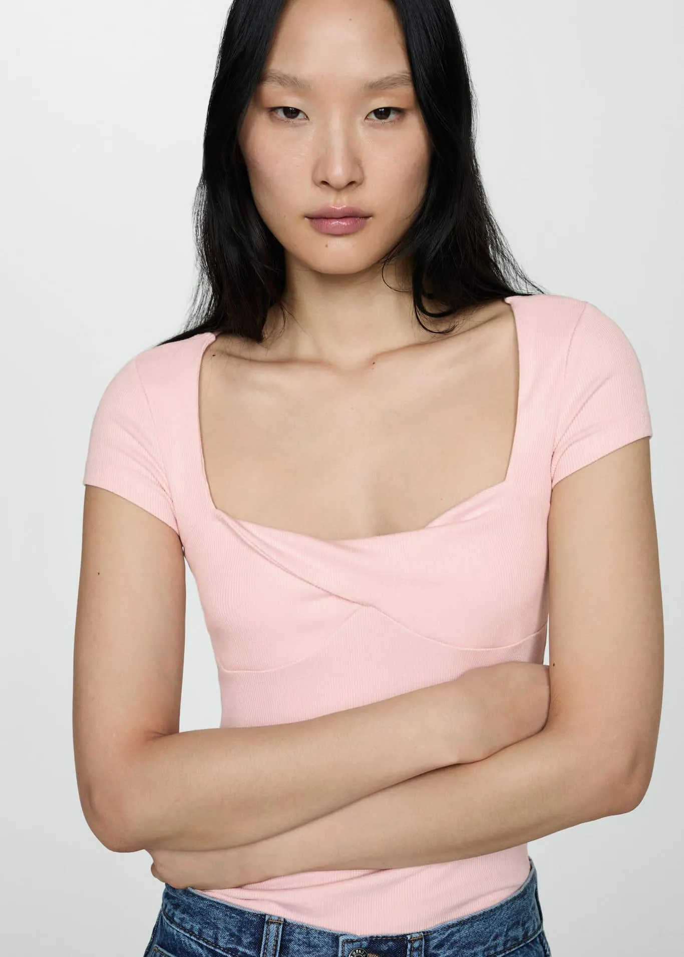 Draped neckline T-shirt