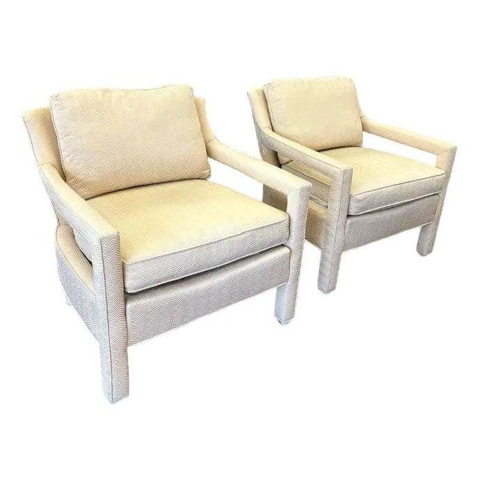 Pair of Mid Century Drexel Heritage Club Chairs - Houndstooth Pattern, Signed