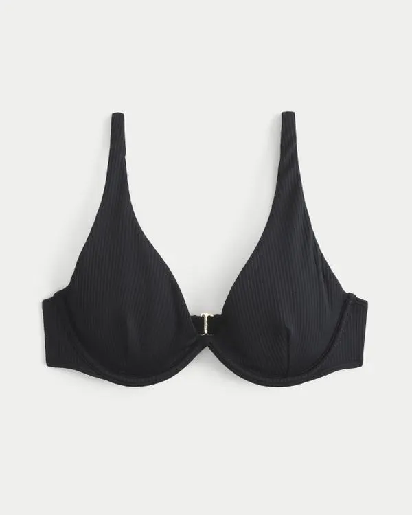 High Apex Ribbed Underwire Bikini Top