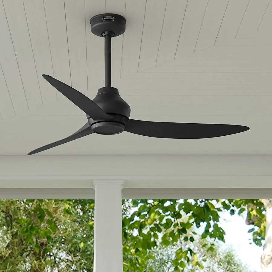 Hunter Mazzini ENERGY STAR 52-in Outdoor Matte Black with Matte Black Blades Propeller Ceiling Fan Without Light 3 -Blade )