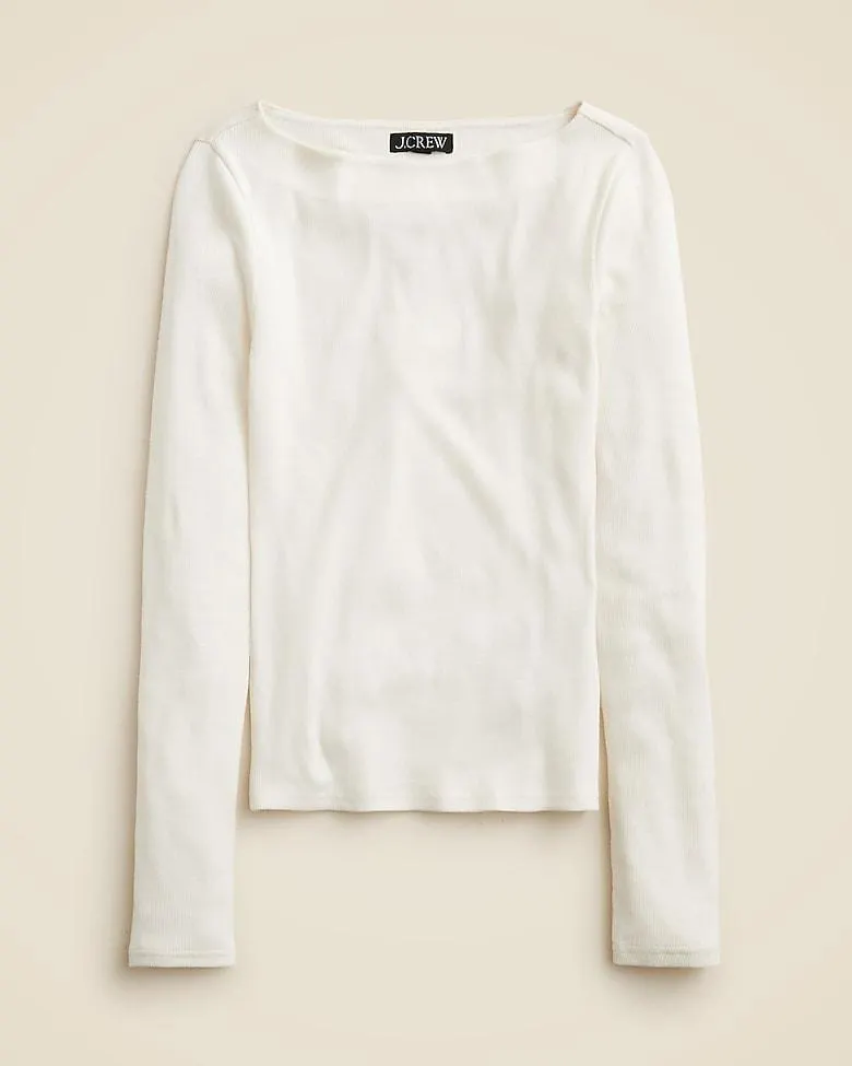 Fine rib boatneck top