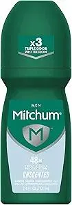 Mitchum Men’s Triple Odor Protection Antiperspirant & Deodorant Roll-On, Unscented, 48HR Protection, Vegan, 3.4 oz