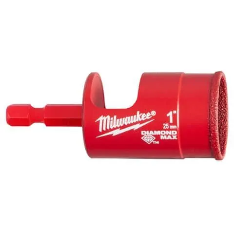 Milwaukee Diamond Max 1 in. Diamond Grit Glass/Porcelain/Tile/Stone 3 in. L X 1/4 in. D Hole Saw