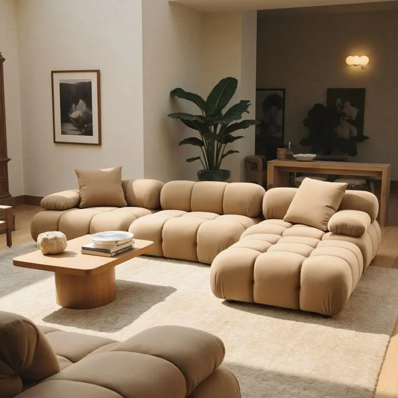 Solace Camel Velvet 4-piece Modular Sectional