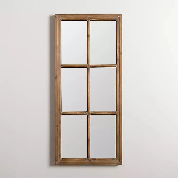 Natural Wood Rowan Windowpane Wall Mirror
