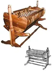 Woodcraft Project Paper Plan To Build French Colonial Baby Cradle - Material Not Included