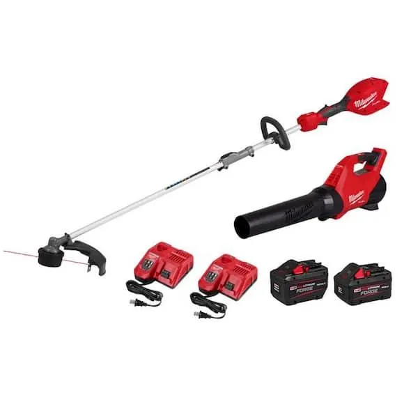 M18 FUEL 18V 16 in. Brushless Cordless Battery Powered QUIK-LOK String Trimmer Kit w/ Blower, (2) Batteries, (2) Charger