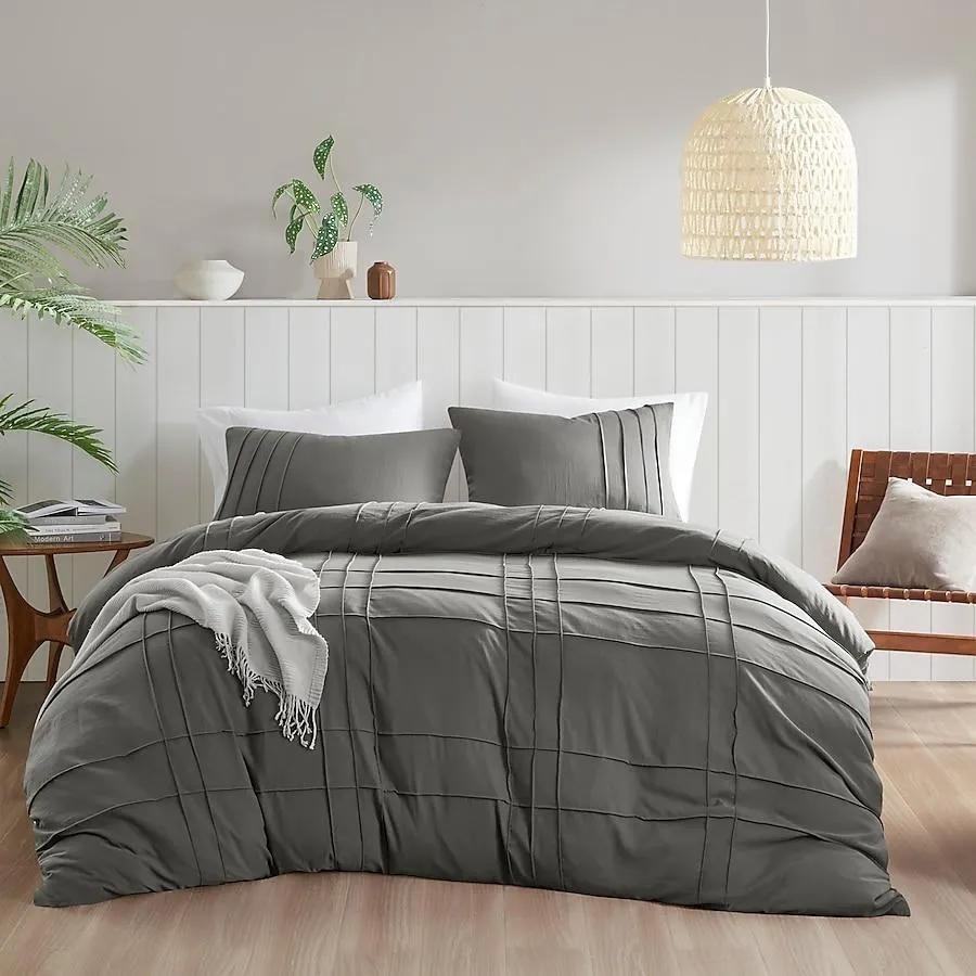 510 Design Grey Solid King Duvet cover Microfiber
