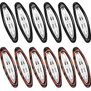Waydress 12 Pcs Hair Clip Barrettes for Women Oval Snap Tortoise Metal Snap Clips Thin Hair Grips Ellipse Clips Non Slip Barrettes Accessories, 2.8 In(Fresh Style)